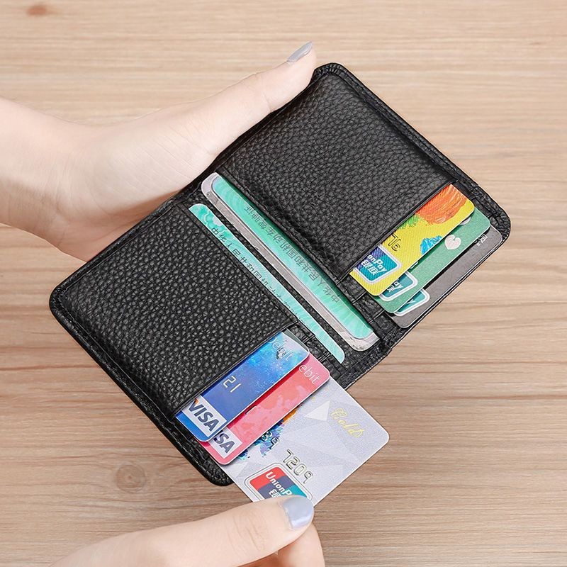 Pebbled genuine leather bi-fol - Card Top Loader 评论和价格