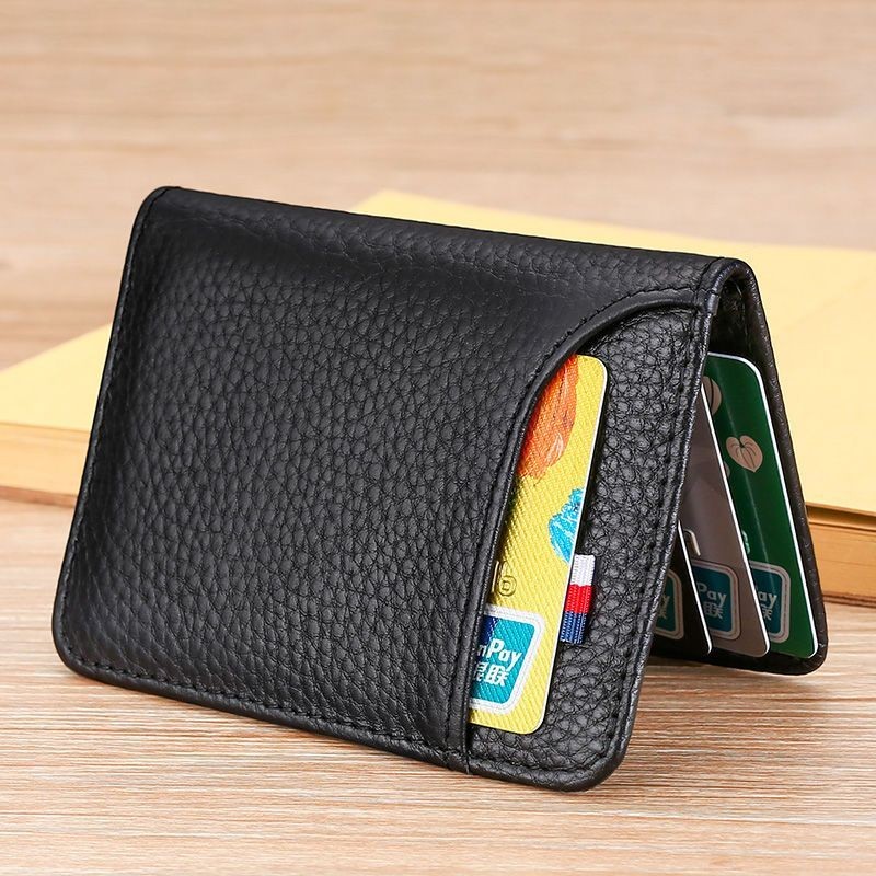 Pebbled genuine leather bi-fol - Card Top Loader 评论和价格